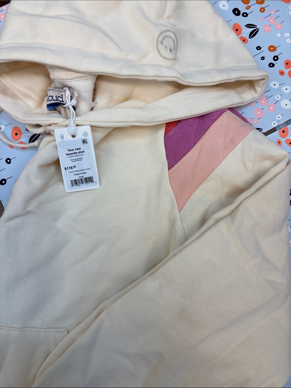 cloud island Cream Hoodie with Pink and Purple Shoulder Panels